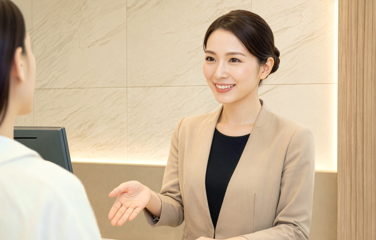 LUXCLINICの制服を着た看護師